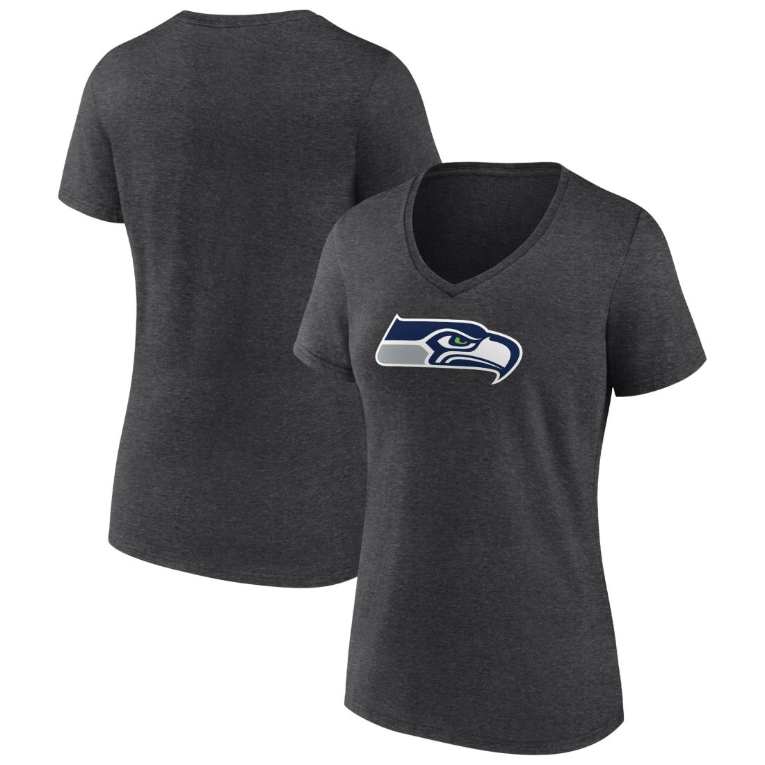 Seattle Seahawks Women's Primary Team Logo V-Neck T-Shirt - Charcoal outlet