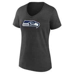 Seattle Seahawks Women's Primary Team Logo V-Neck T-Shirt - Charcoal outlet