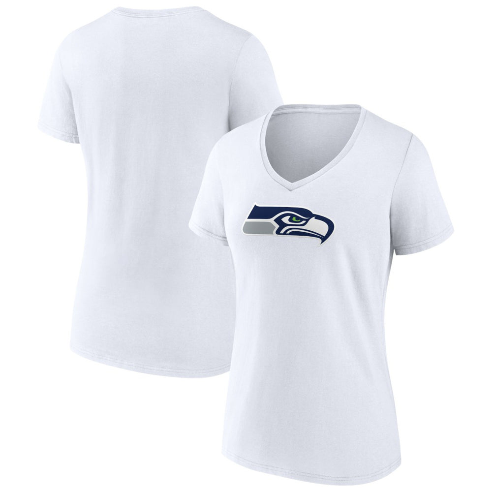 Seattle Seahawks Women's Primary Team Logo V-Neck T-Shirt - White for sale