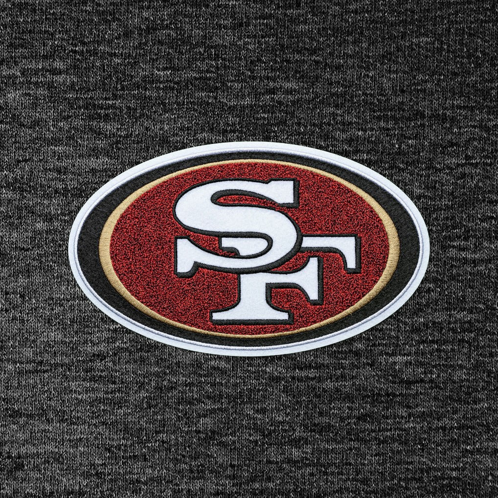 San Francisco 49ers Antigua Action Chenille Pullover Hoodie - Heathered Black cheap