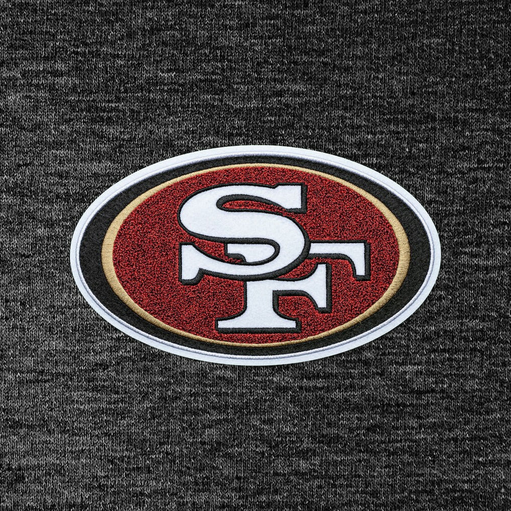 San Francisco 49ers Antigua Action Chenille Pullover Hoodie - Heathered Black cheap