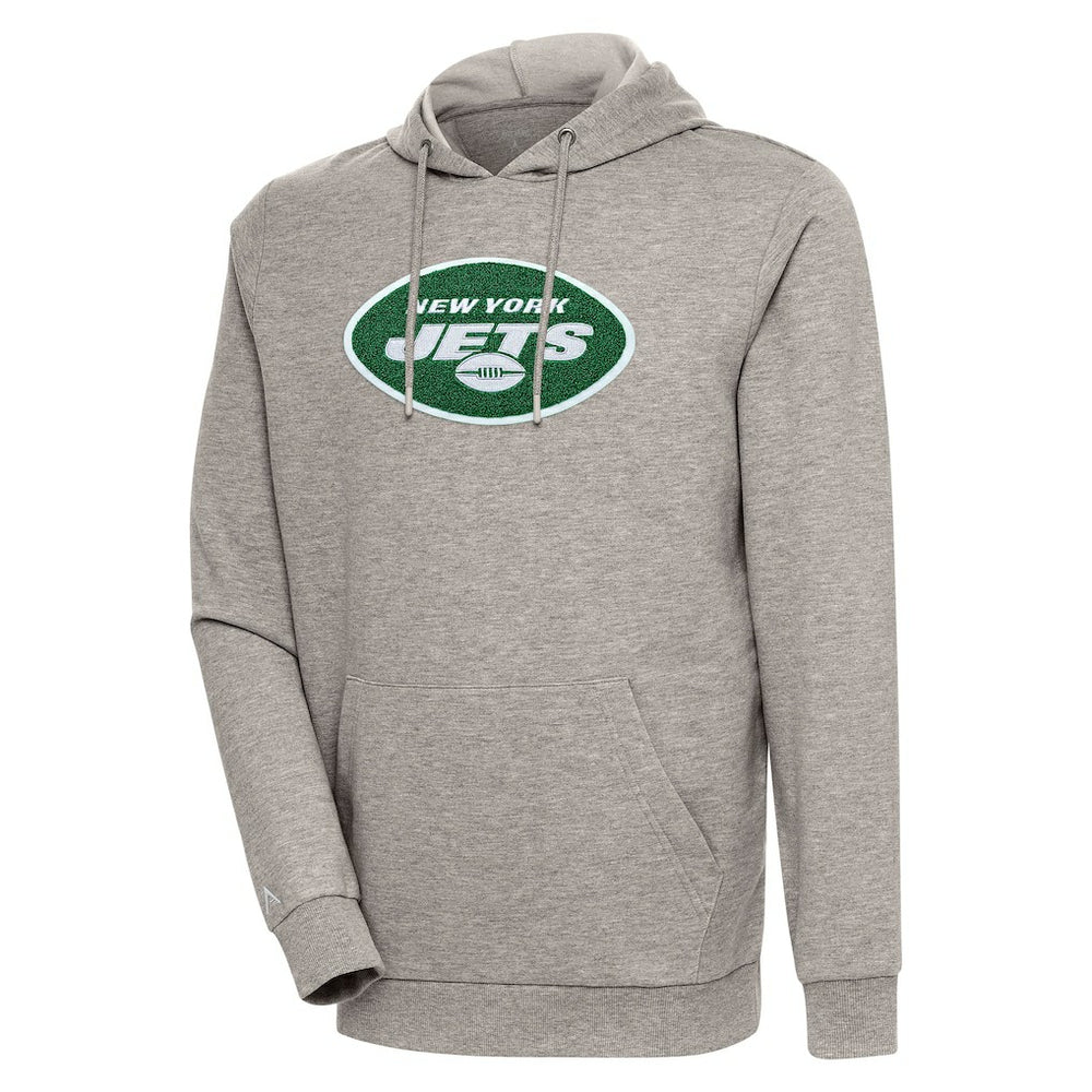 New York Jets Antigua Action Chenille Pullover Hoodie - Oatmeal online