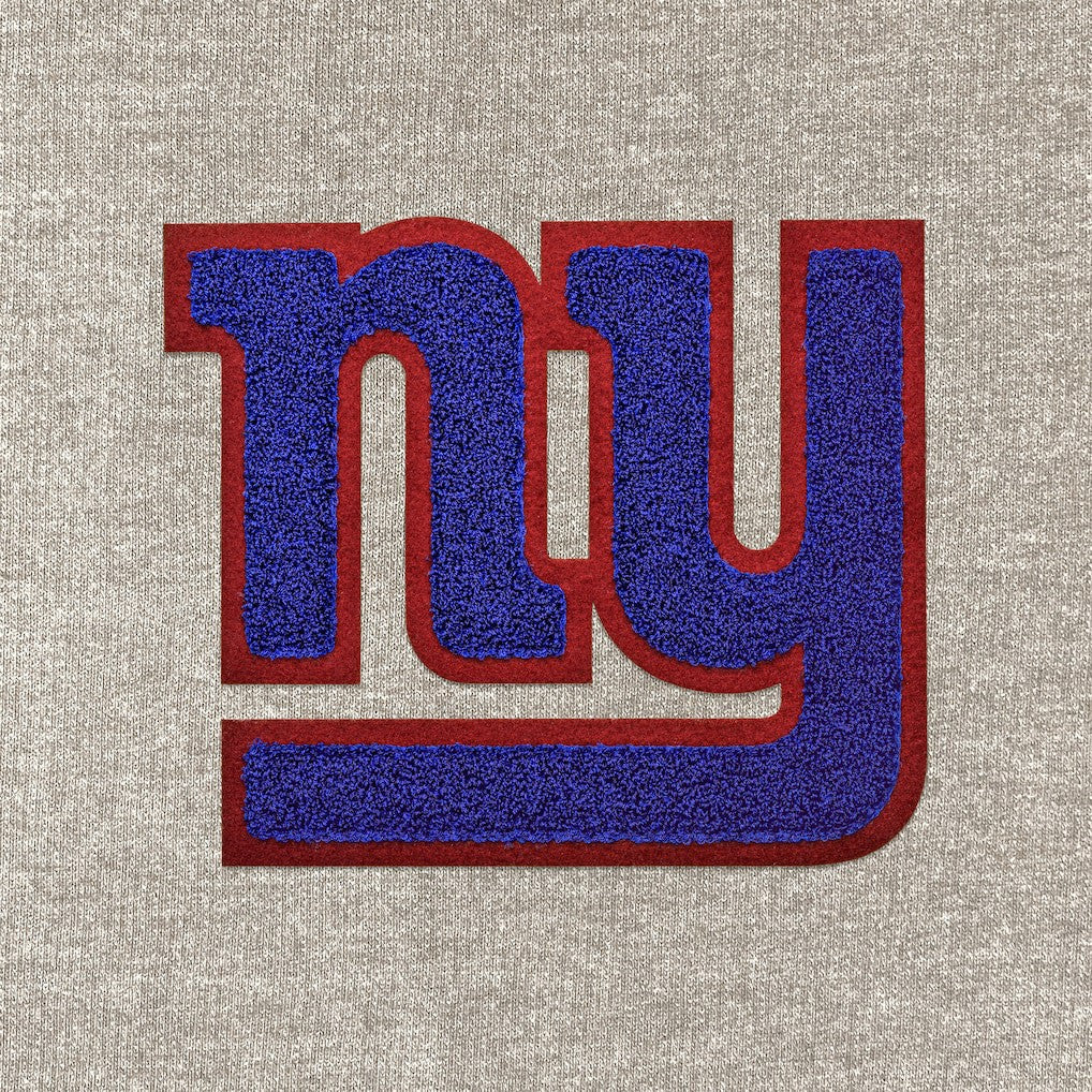 New York Giants Antigua Reward Chenille Pullover Crewneck Sweatshirt - Oatmeal on sale