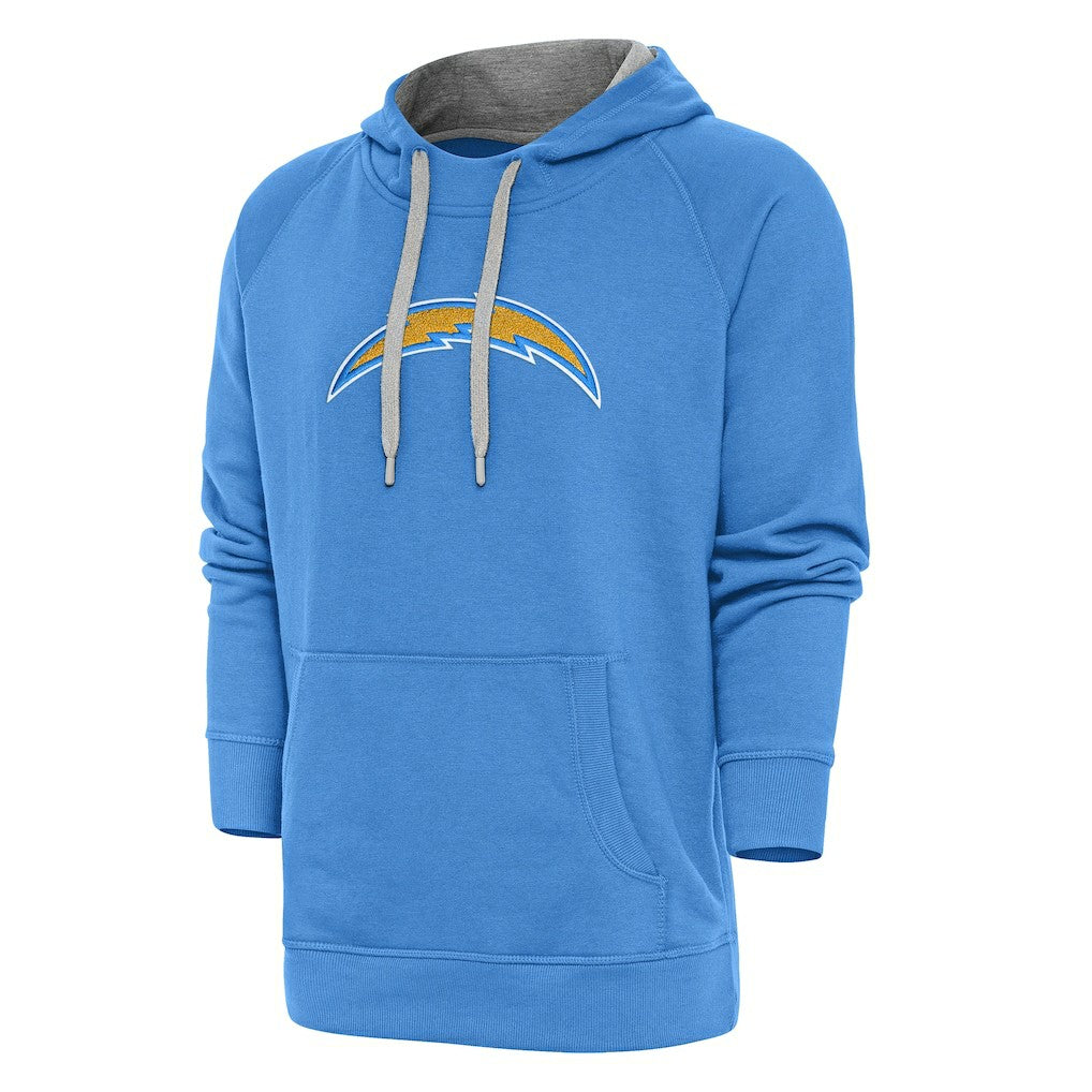 Los Angeles Chargers Antigua Victory Chenille Pullover Hoodie - Powder Blue for sale