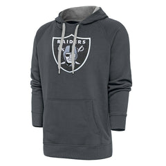Las Vegas Raiders Antigua Victory Chenille Pullover Hoodie - Charcoal sale