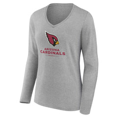 Arizona Cardinals Women's Logo Team Lockup Long Sleeve V-Neck T-Shirt - Heather Gray sale
