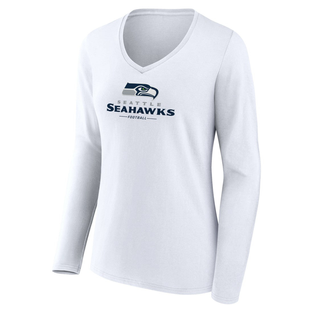 Seattle Seahawks Women's Logo Team Lockup Long Sleeve V-Neck T-Shirt - White outlet