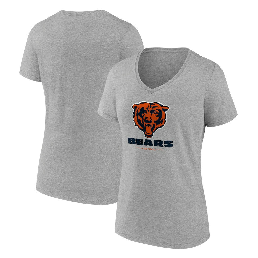 Chicago Bears Women's Logo Team Lockup V-Neck T-Shirt - Gray discount