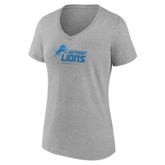 Detroit Lions Women's Logo Team Lockup V-Neck T-Shirt - Gray cheap