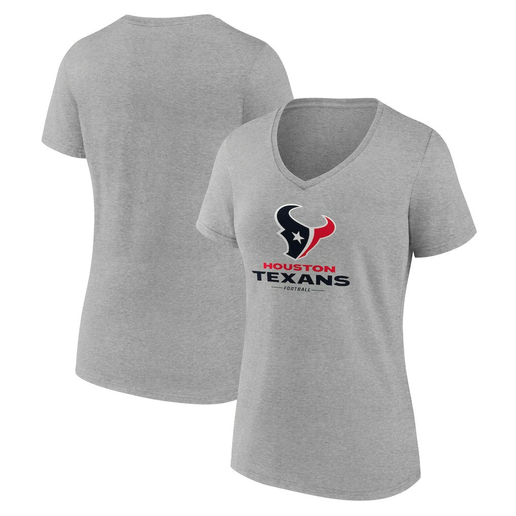 Houston Texans Women's Logo Team Lockup V-Neck T-Shirt - Gray discount