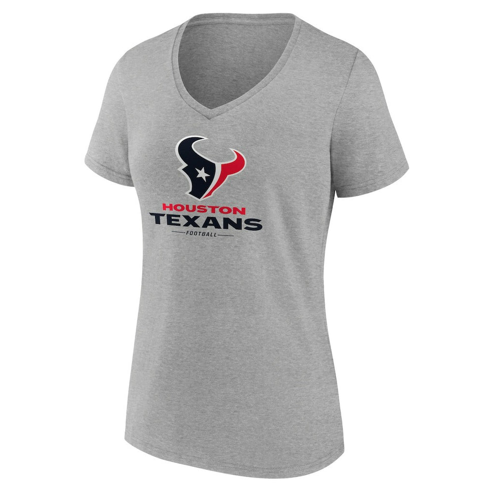 Houston Texans Women's Logo Team Lockup V-Neck T-Shirt - Gray discount