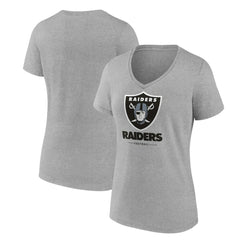 Las Vegas Raiders Women's Logo Team Lockup V-Neck T-Shirt - Gray discount