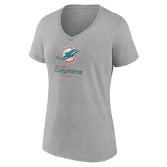 Miami Dolphins Women's Logo Team Lockup V-Neck T-Shirt - Gray for sale