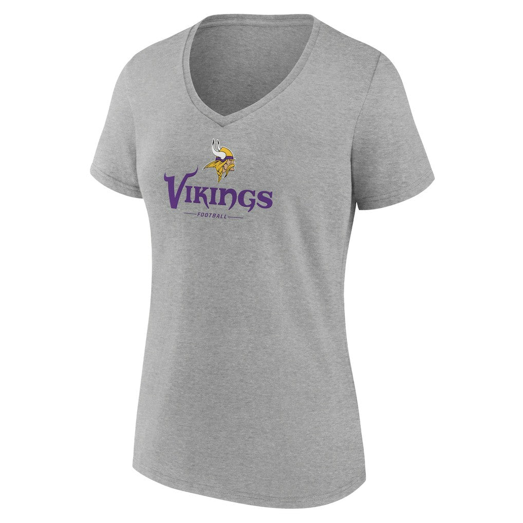 Minnesota Vikings Women's Logo Team Lockup V-Neck T-Shirt - Gray online