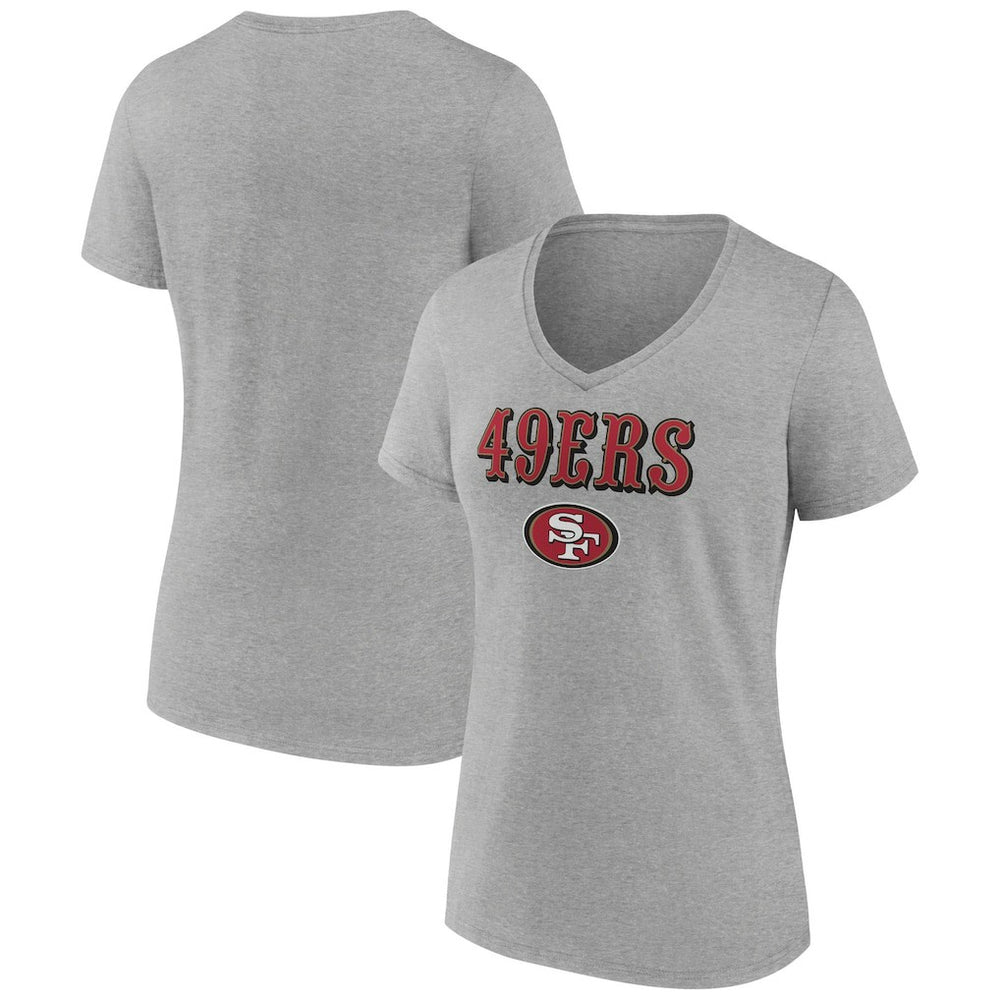 San Francisco 49ers Women's Logo Team Lockup V-Neck T-Shirt - Gray discount