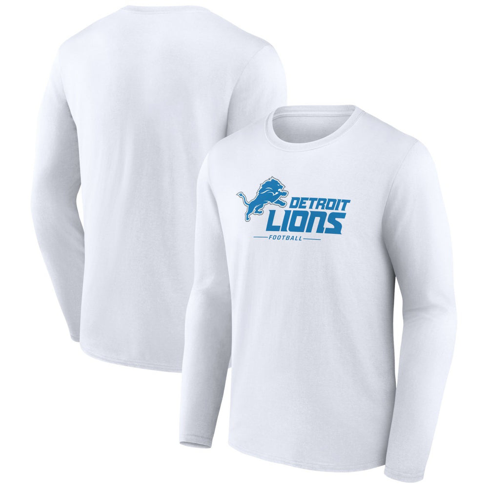 Detroit Lions Logo Team Lockup Long Sleeve T-Shirt - White discount