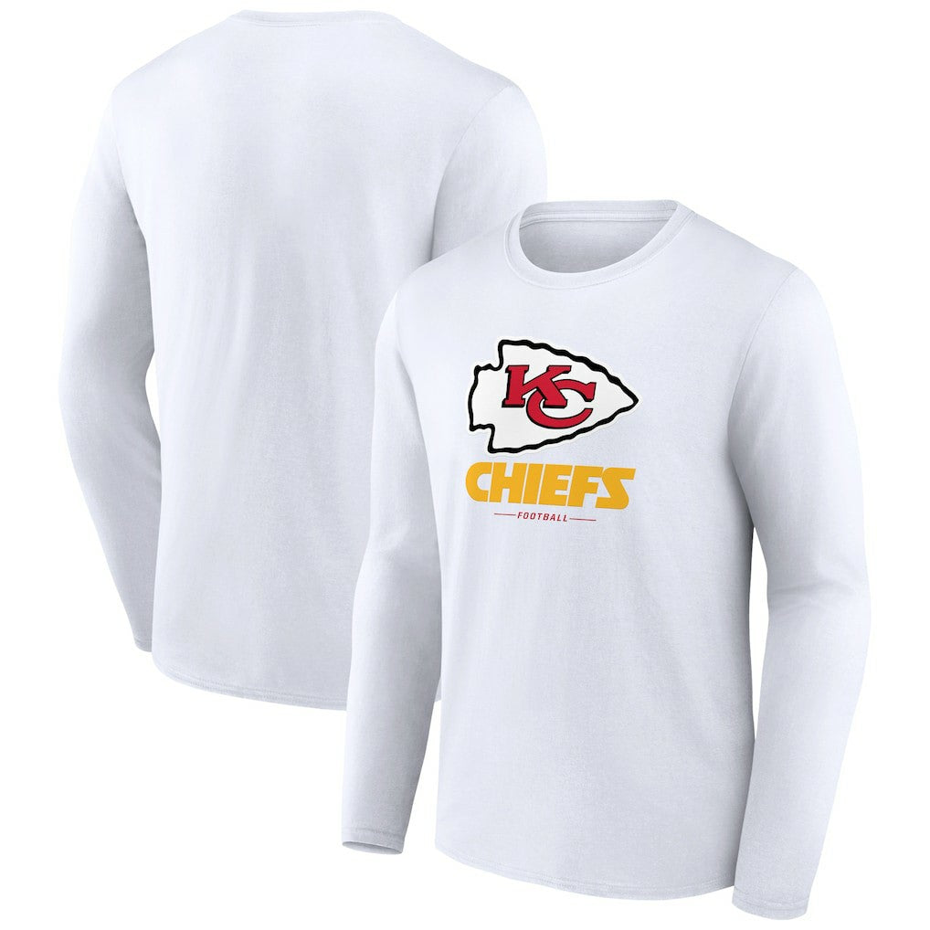 Kansas City Chiefs Logo Team Lockup Long Sleeve T-Shirt - White sale