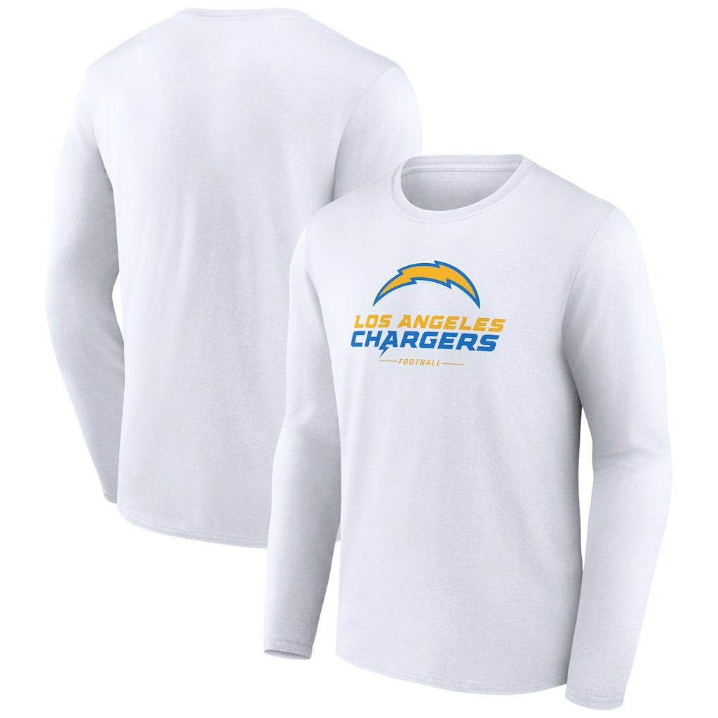 Los Angeles Chargers Logo Team Lockup Long Sleeve T-Shirt - White cheap