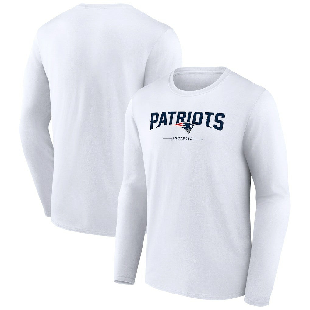 New England Patriots Logo Team Lockup Long Sleeve T-Shirt - White cheap