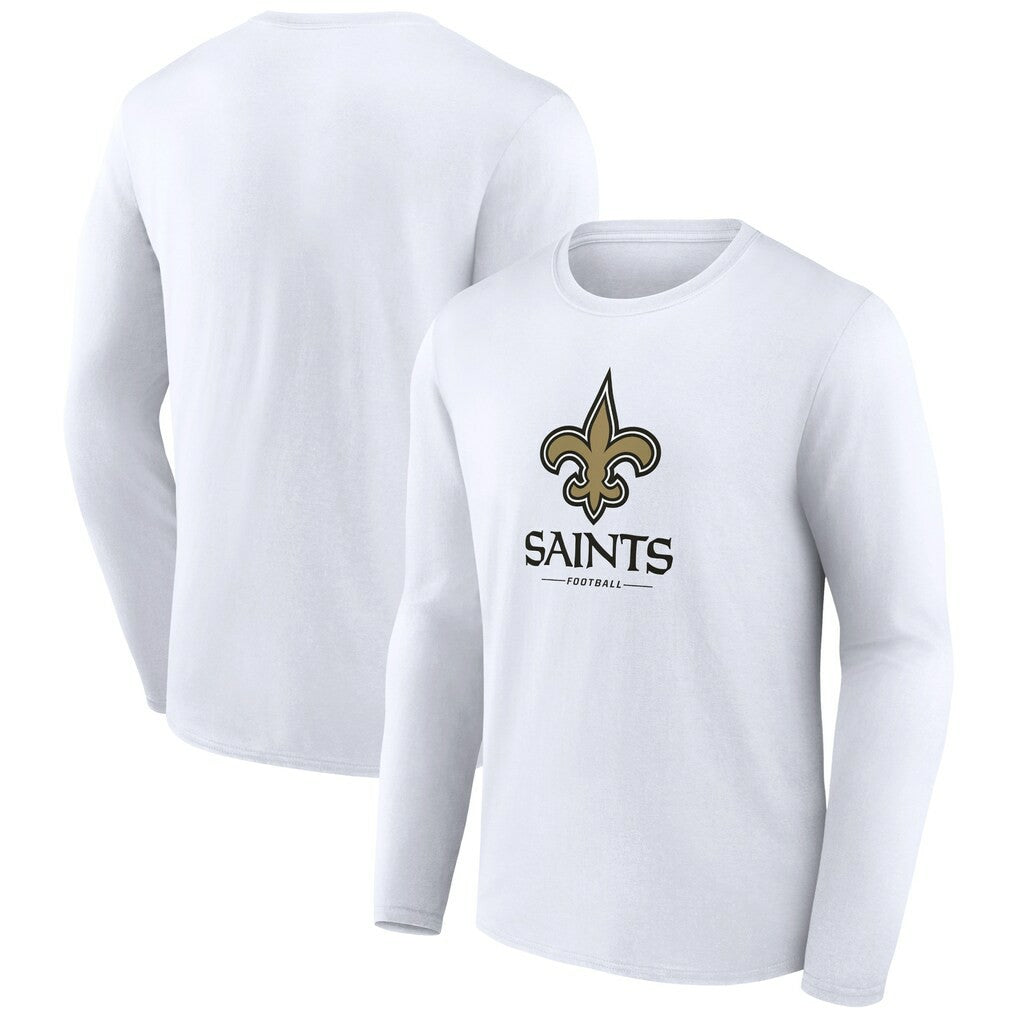 New Orleans Saints Logo Team Lockup Long Sleeve T-Shirt - White online