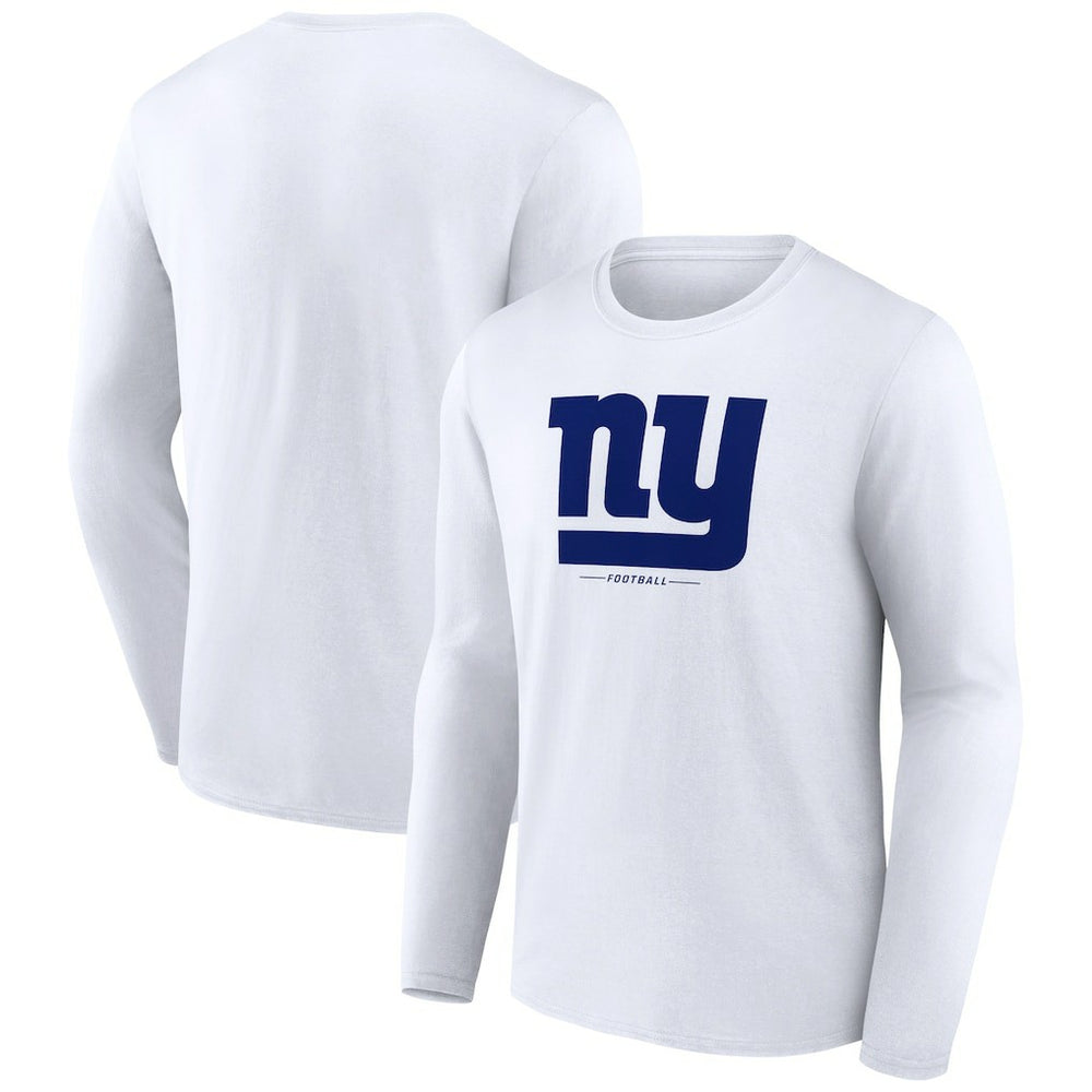 New York Giants Logo Team Lockup Long Sleeve T-Shirt - White for sale