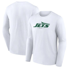 New York Jets Logo Team Lockup Long Sleeve T-Shirt - White for sale