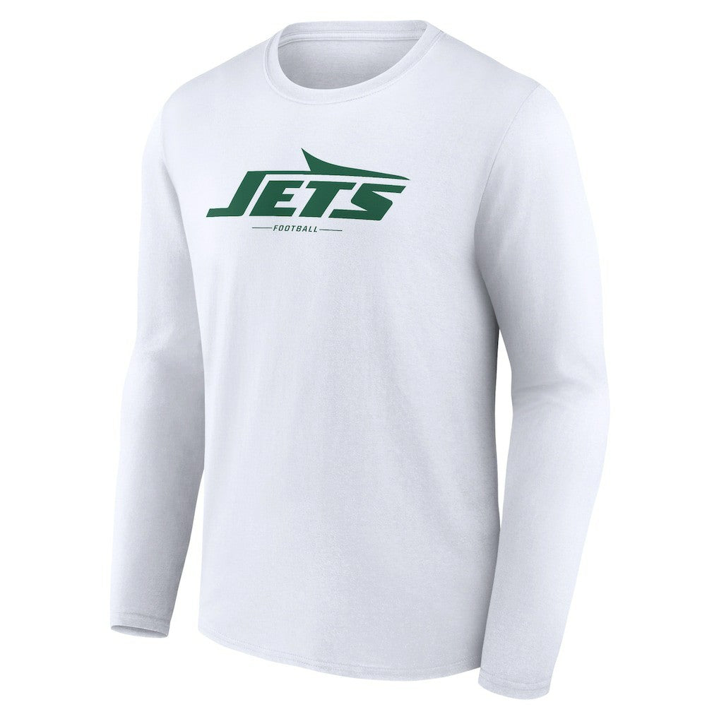 New York Jets Logo Team Lockup Long Sleeve T-Shirt - White for sale