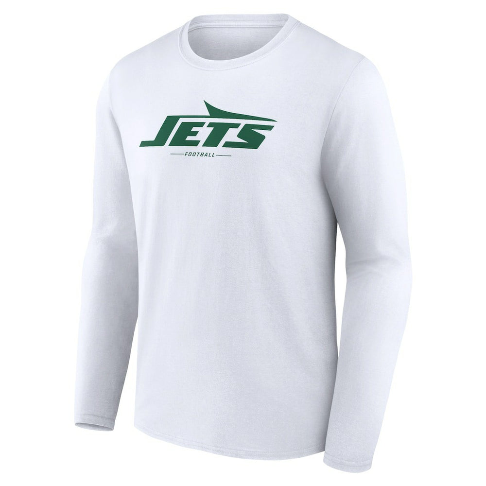 New York Jets Logo Team Lockup Long Sleeve T-Shirt - White for sale