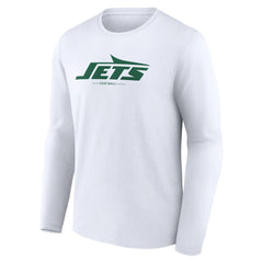 New York Jets Logo Team Lockup Long Sleeve T-Shirt - White for sale