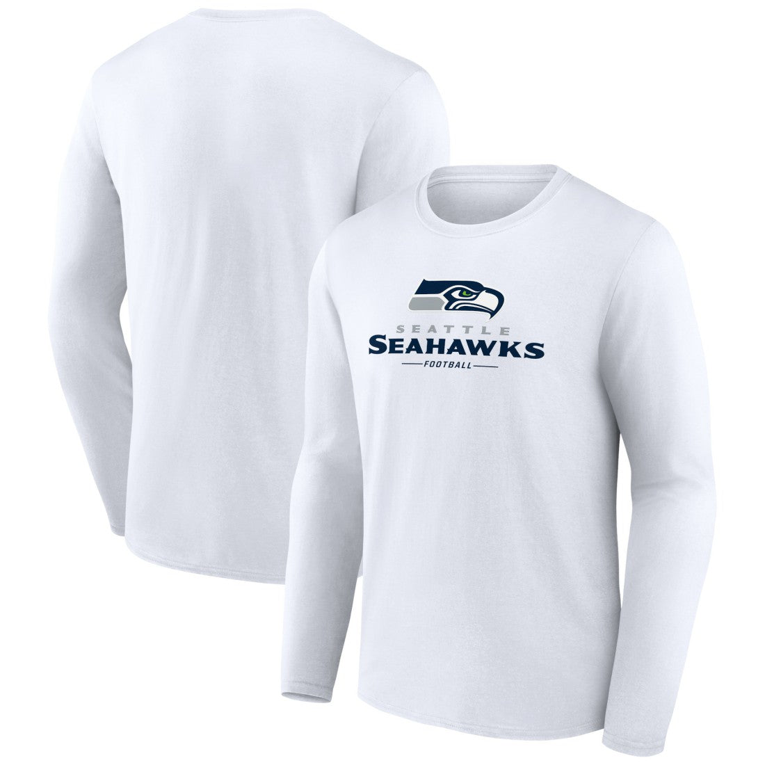 Seattle Seahawks Logo Team Lockup Long Sleeve T-Shirt - White cheap