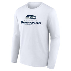 Seattle Seahawks Logo Team Lockup Long Sleeve T-Shirt - White cheap