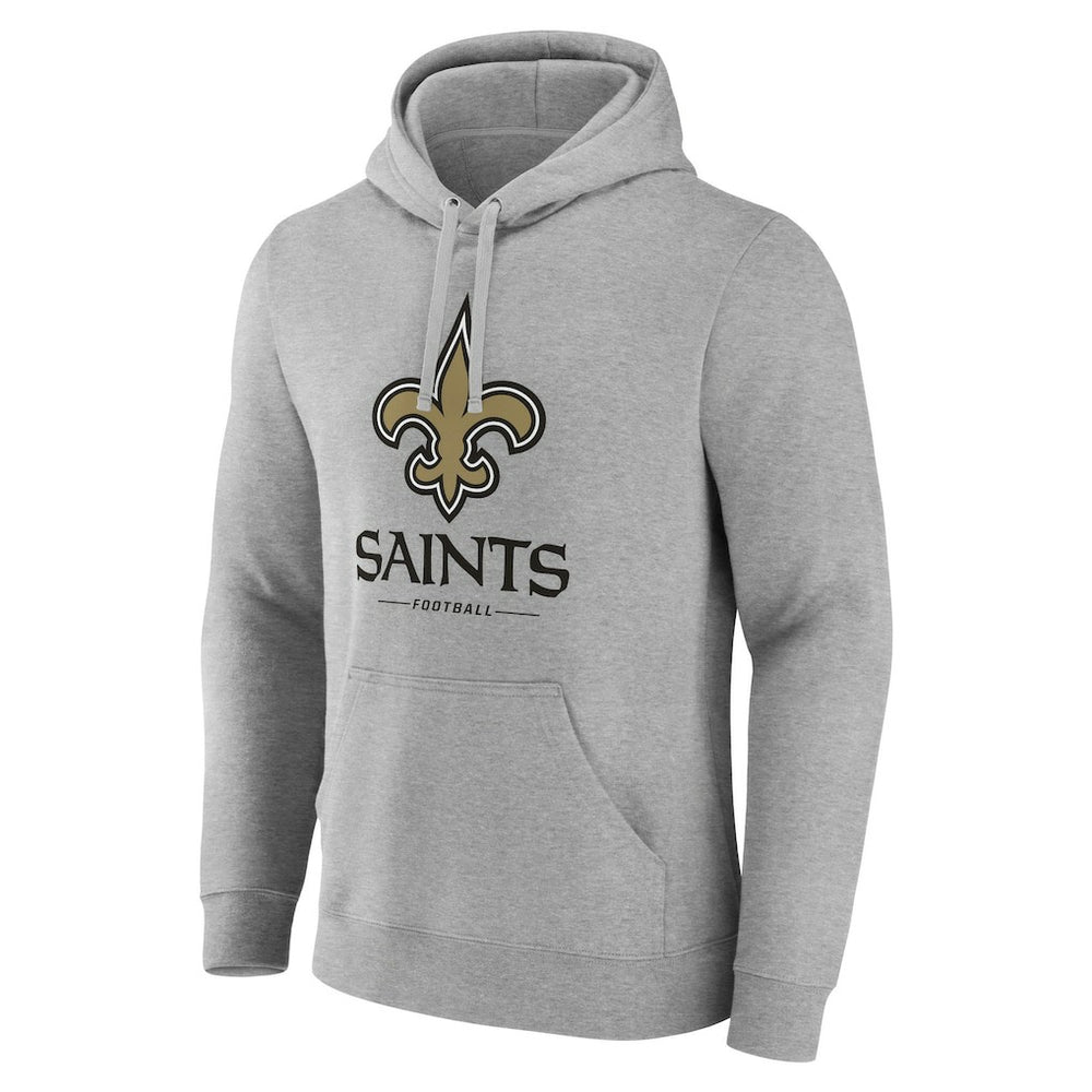 New Orleans Saints Primary Logo Team Lockup Fitted Pullover Hoodie - Gray outlet