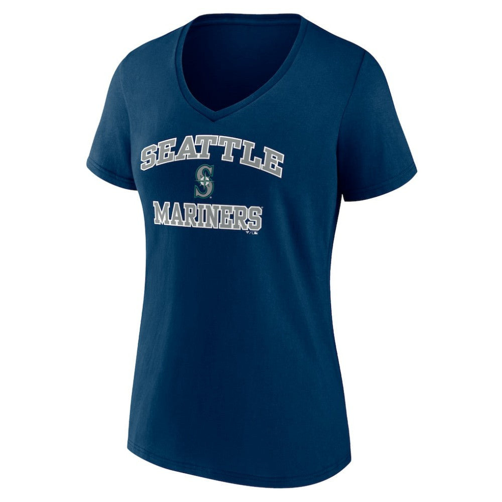 Seattle Mariners Women's Heart and Soul V-Neck T-Shirt Navy