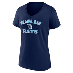 Tampa Bay Rays Women's Heart and Soul V-Neck T-Shirt Navy