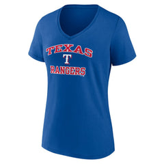 Texas Rangers Women's Heart and Soul V-Neck T-Shirt Royal