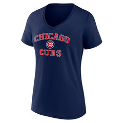 Chicago Cubs Women's Heart and Soul V-Neck T-Shirt Navy
