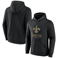 New Orleans Saints Logo Team Lockup Fitted Pullover Hoodie - Black for sale