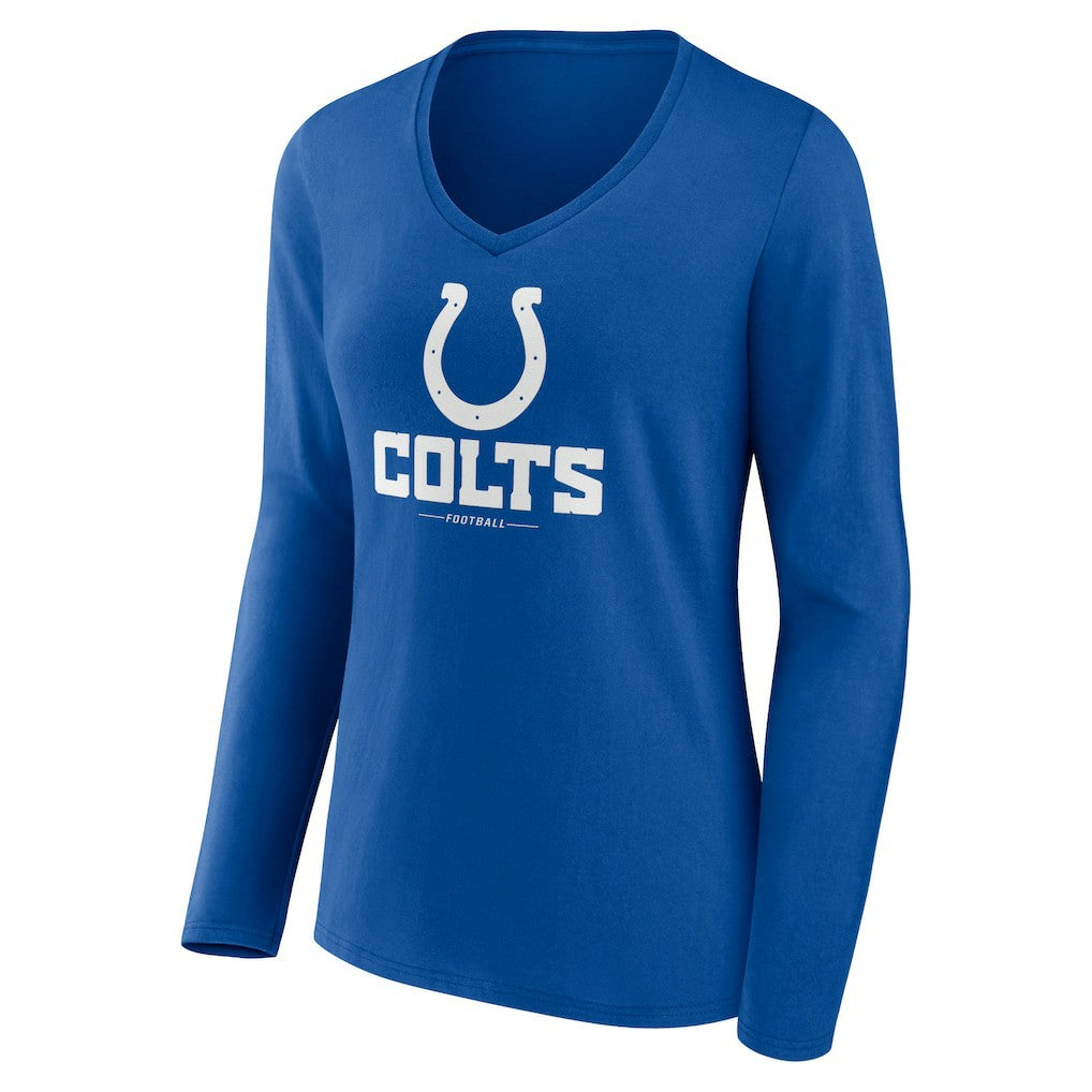 Indianapolis Colts Women's Logo Team Lockup Long Sleeve V-Neck T-Shirt - Royal outlet