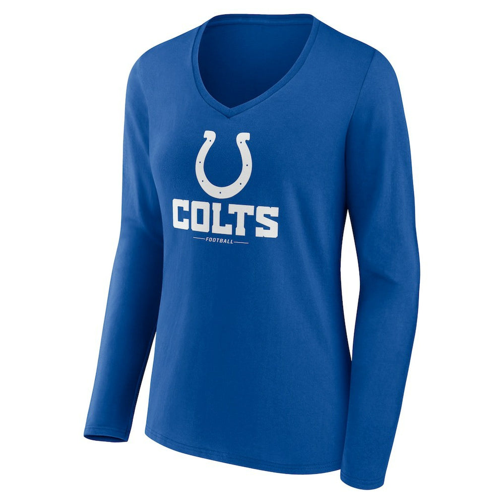 Indianapolis Colts Women's Logo Team Lockup Long Sleeve V-Neck T-Shirt - Royal outlet