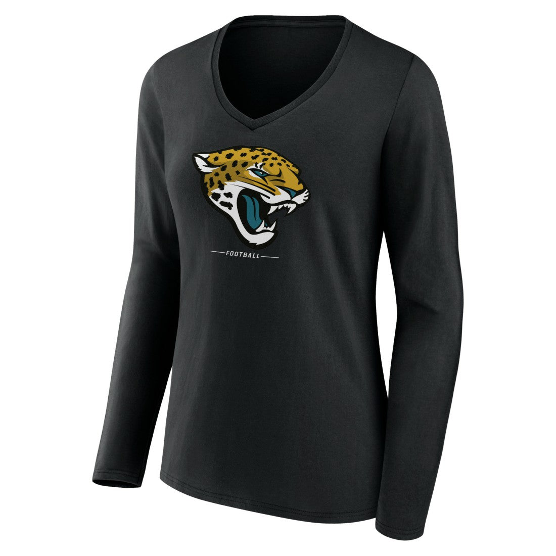Jacksonville Jaguars Women's Logo Team Lockup Long Sleeve V-Neck T-Shirt - Black cheap