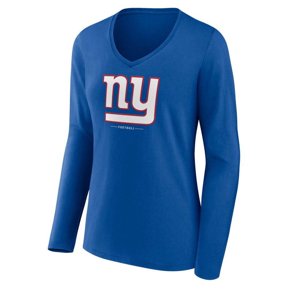 New York Giants Women's Logo Team Lockup Long Sleeve V-Neck T-Shirt - Royal outlet