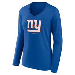 New York Giants Women's Logo Team Lockup Long Sleeve V-Neck T-Shirt - Royal outlet