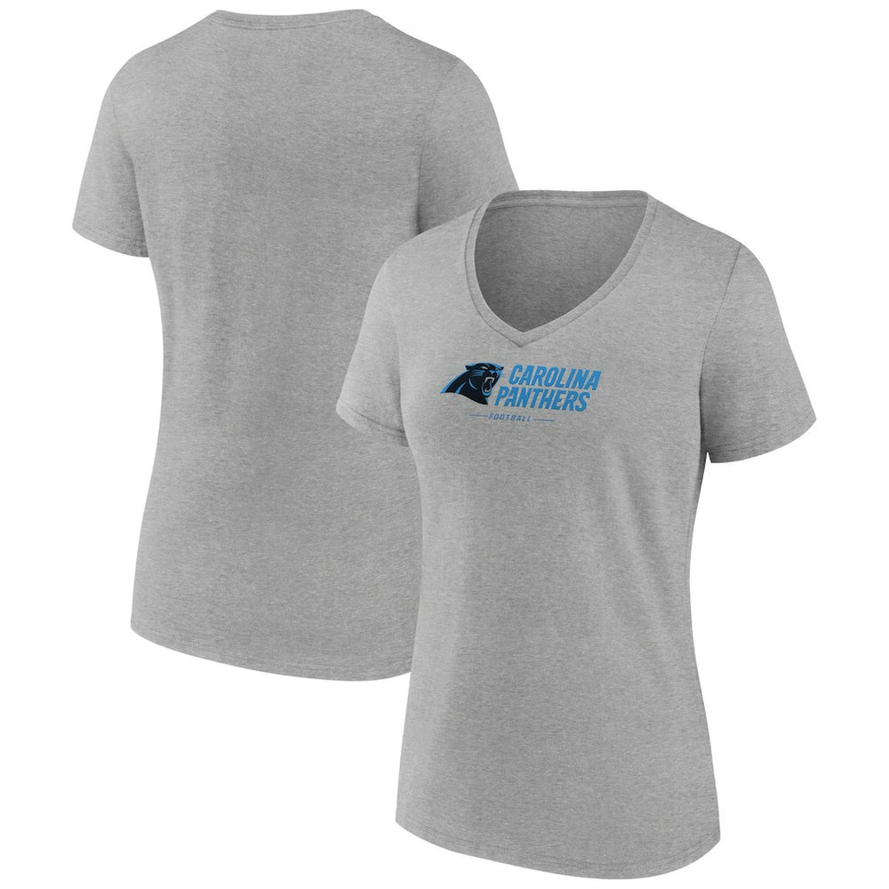Carolina Panthers Women's Logo Team Lockup V-Neck T-Shirt - Gray online