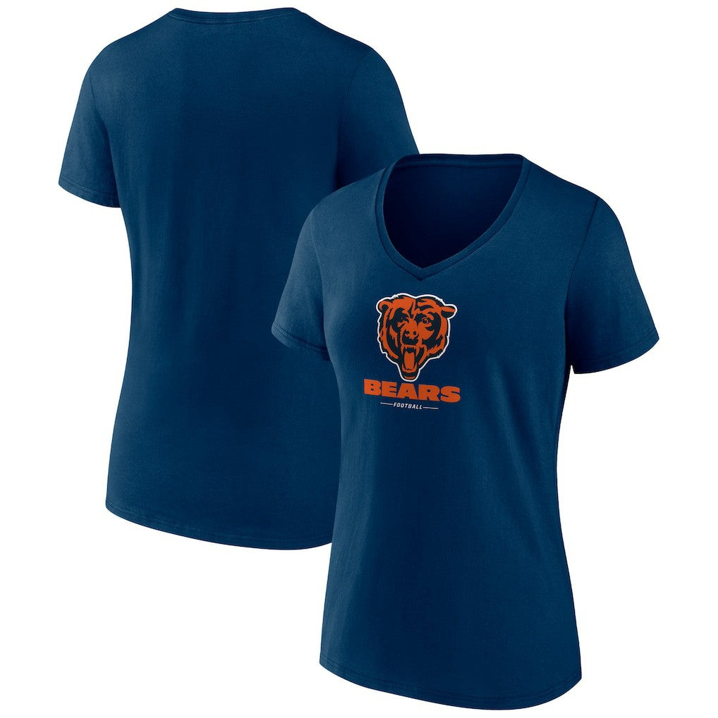 Chicago Bears Women's Logo Team Lockup V-Neck T-Shirt - Navy outlet