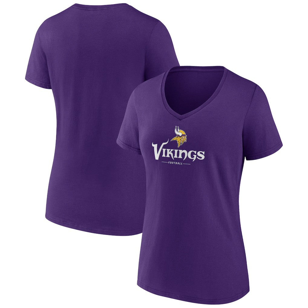 Minnesota Vikings Women's Logo Team Lockup V-Neck T-Shirt - Purple cheap