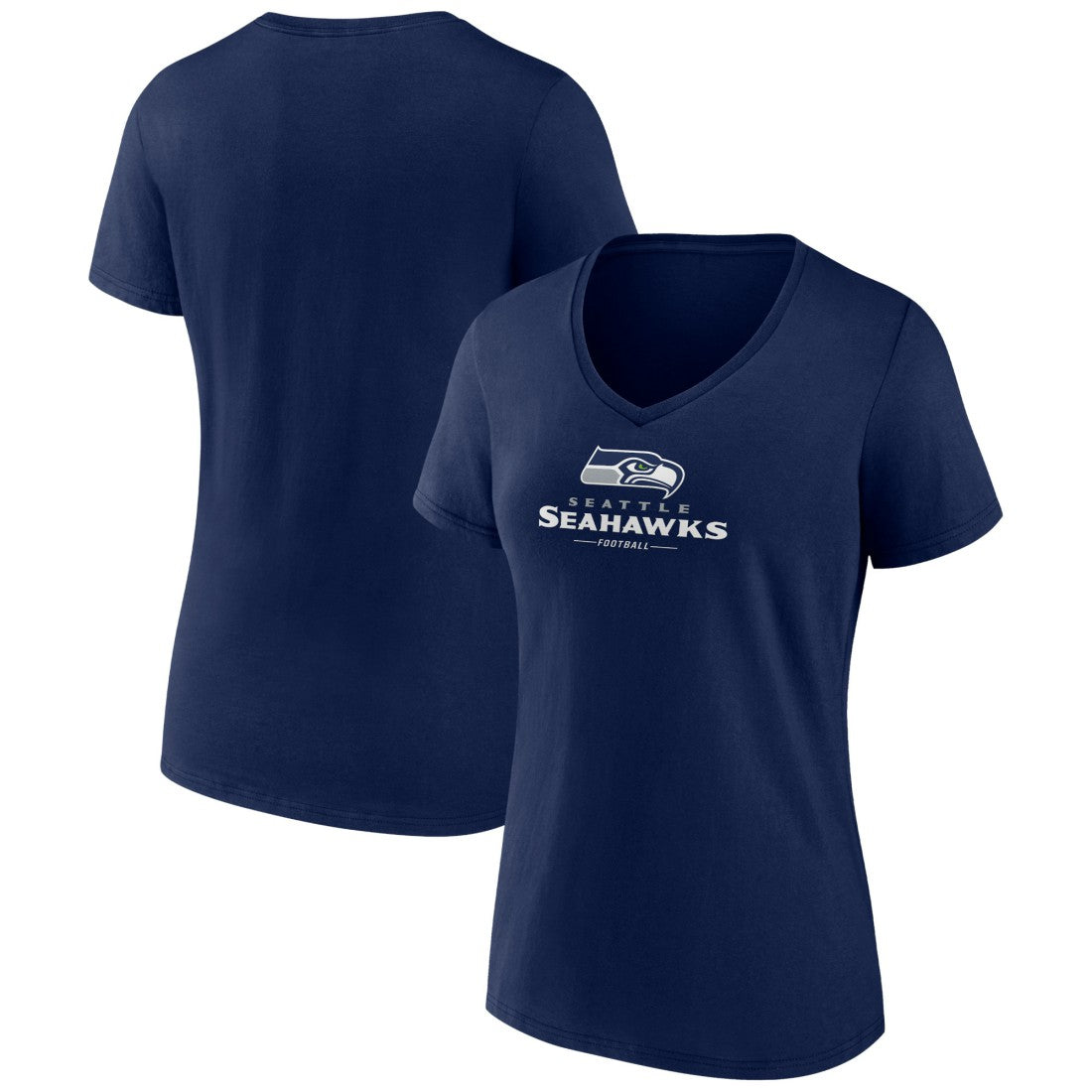 Seattle Seahawks Women's Logo Team Lockup V-Neck T-Shirt - College Navy discount