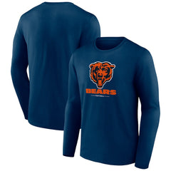 Chicago Bears Logo Team Lockup Long Sleeve T-Shirt - Navy for sale