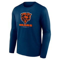 Chicago Bears Logo Team Lockup Long Sleeve T-Shirt - Navy for sale
