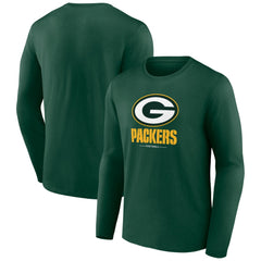 Green Bay Packers Logo Team Lockup Long Sleeve T-Shirt - Green cheap