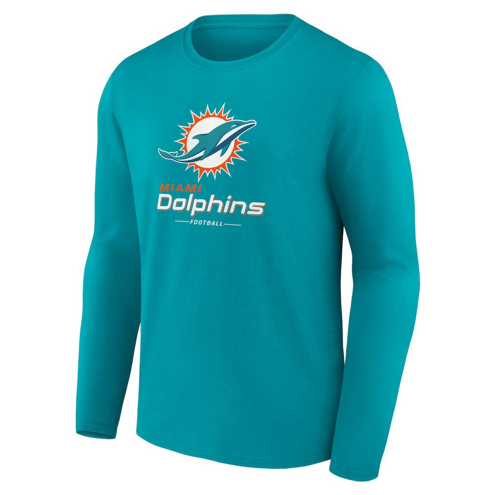 Miami Dolphins Logo Team Lockup Long Sleeve T-Shirt - Aqua for sale